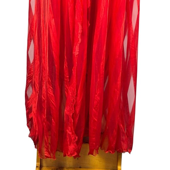 Vintage Jenelle of California Red Nylon Peignoir Set Sz M P Robe Pants Hollywood - Picture 11 of 16